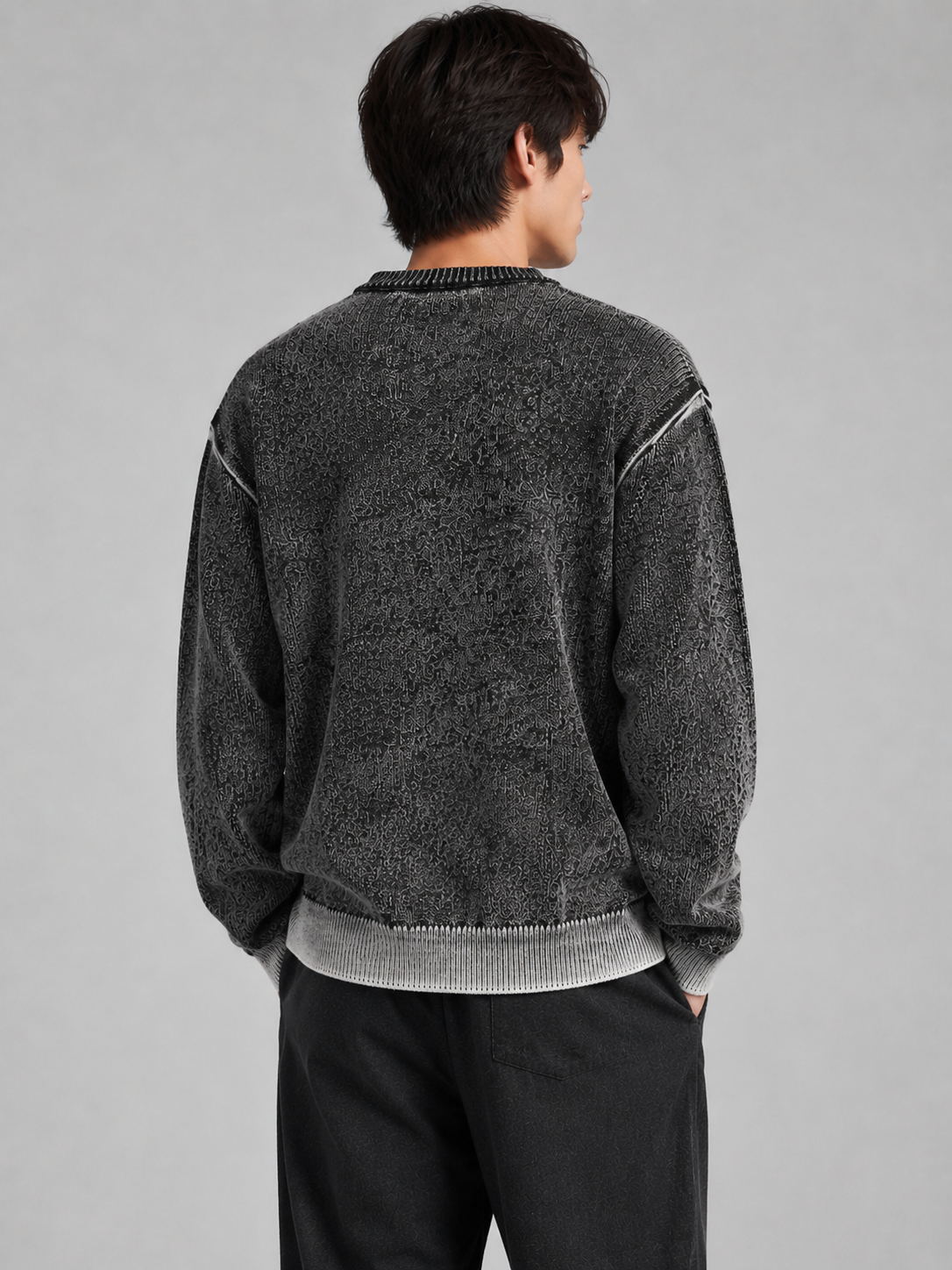 New Design logo Knitwear Fashion Casual Long Sleeve RIB Knitted Top Pullover Cotton Crew Neck Custom Men Knitted Sweater