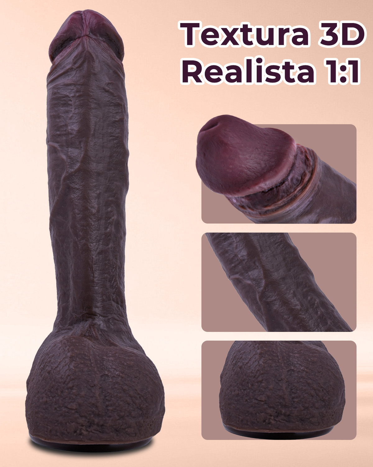 Dildo Realista Extra Longo 26.5cm com Ventosa Potente – Silicone de Grau Médico