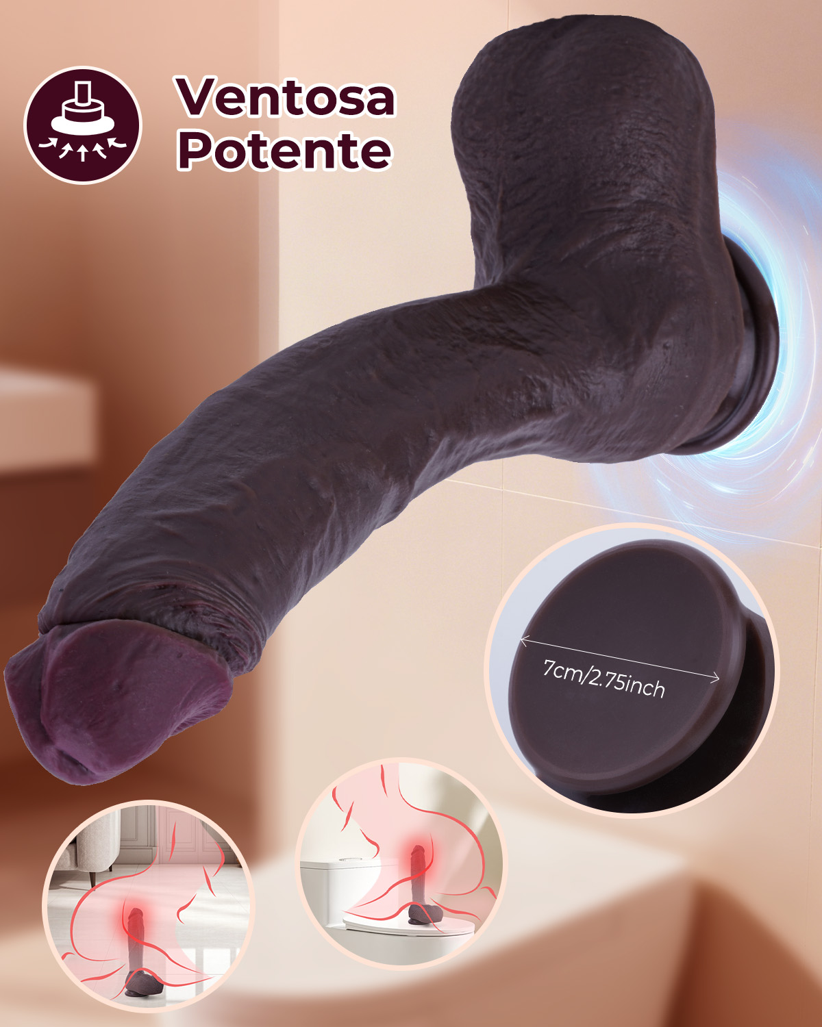 Dildo Realista Extra Longo 26.5cm com Ventosa Potente – Silicone de Grau Médico