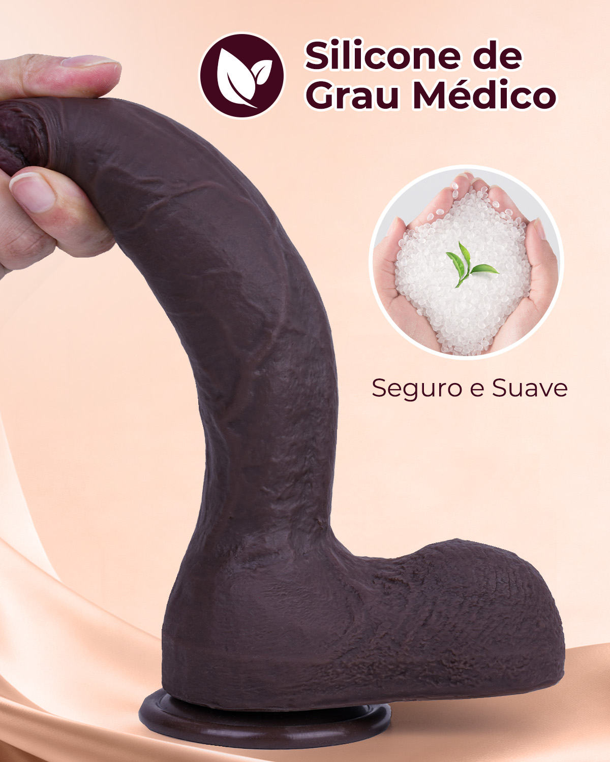 Dildo Realista Extra Longo 26.5cm com Ventosa Potente – Silicone de Grau Médico