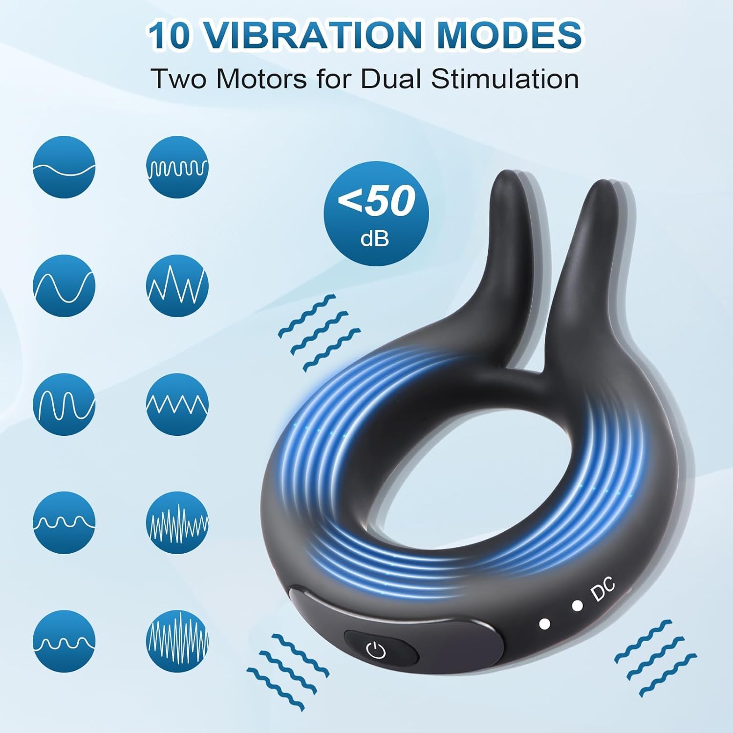 LIKETHAT Anel Peniano Vibratório com Duplo Motor – 10 Modos