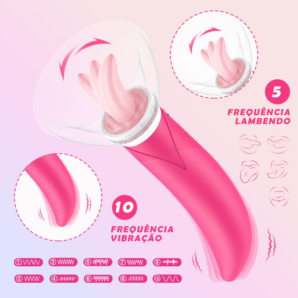 LIKETHAT Vibrador de Língua 2 em 1 – 5 Modos de Lambida e 10 Vibrações