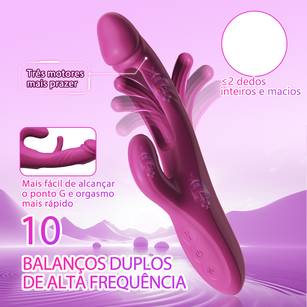 LIKETHAT Vibrador Feminino 3 em 1 – Ponto G, Coelho e Língua