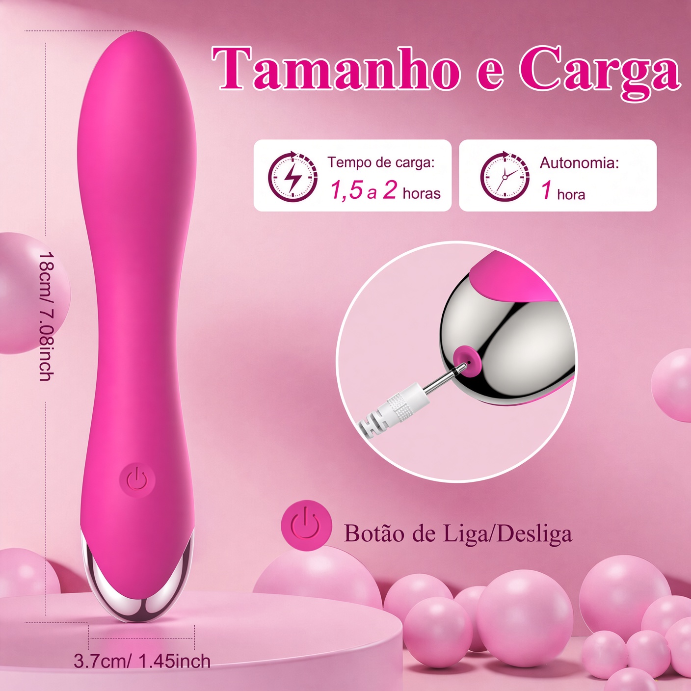 Vibrador Multifuncional Rosa com 5 Pontas – Kit Completo para Prazer