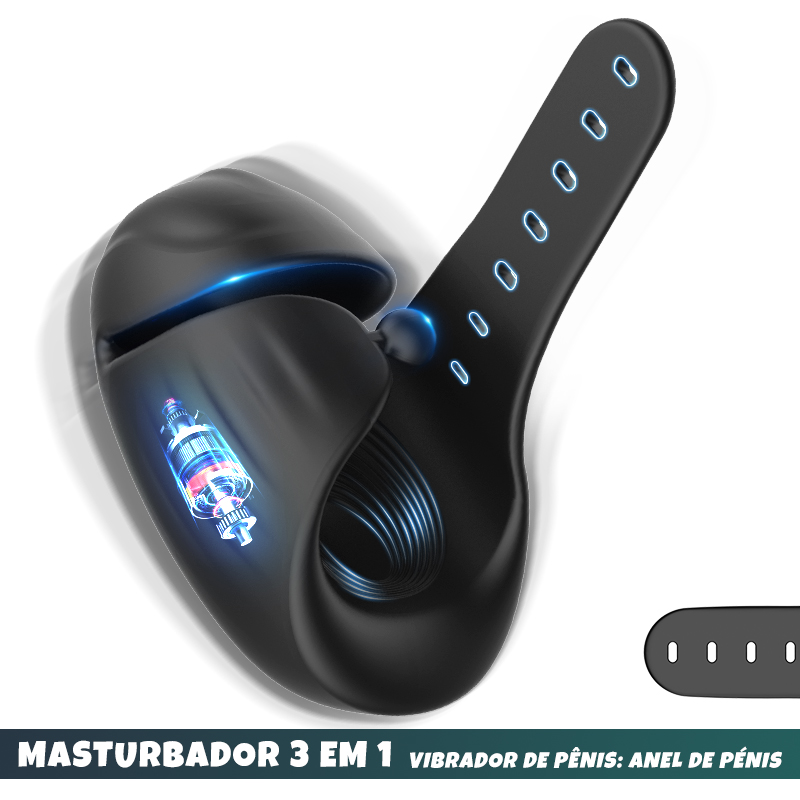 LIKETHAT Vibrador Masculino 3 em 1 com Anel Ajustável – 9 Modos