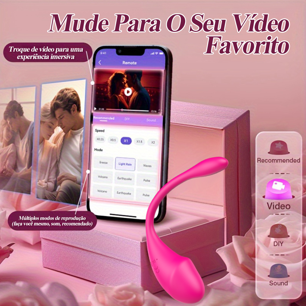 Vibrador feminino com controle por app e vibração sincronizada com vídeos