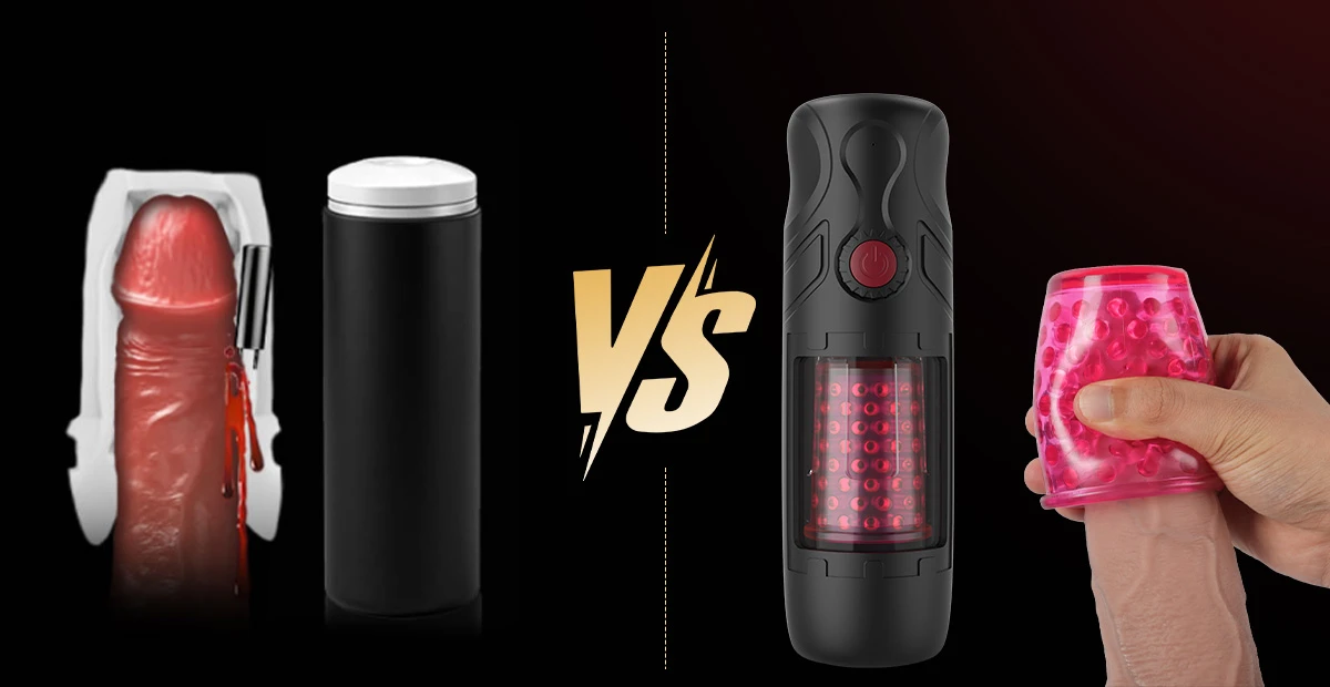 Comparação entre o masturbador Likethat e um modelo convencional