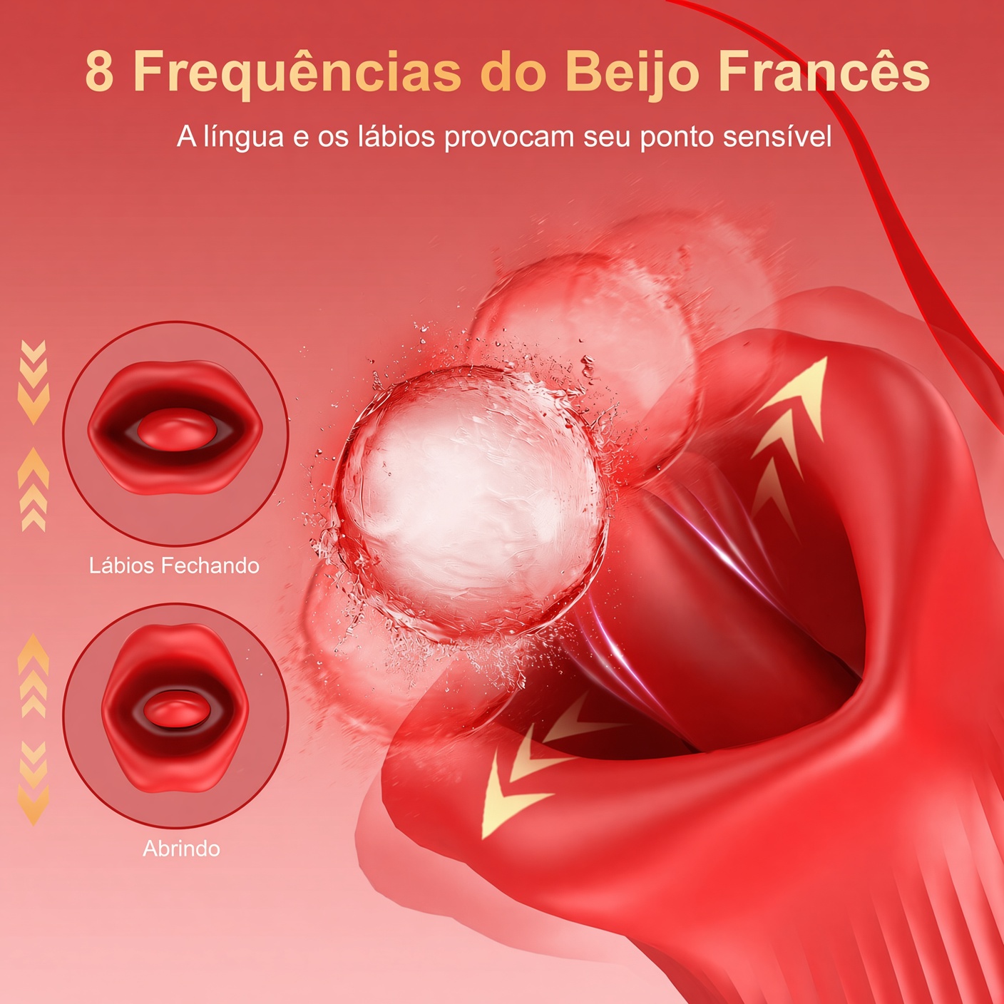 Vibrador 2 em 1 Beijo Francês - 8 Frequências de Língua + 10 Vibrações | Estimulador Oral Clitóris