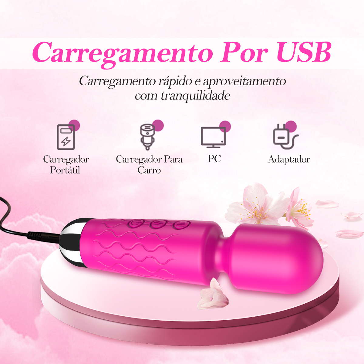 LIKETHAT Mini Massageador Vibratório Flexível 20 Modos