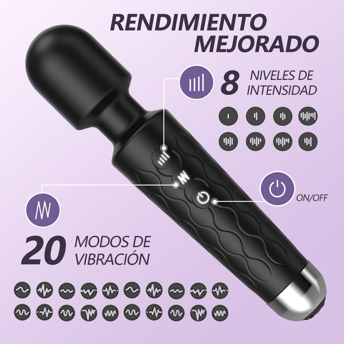 LIKETHAT Massageador Vibratório Flexível – 20 Modos e 8 Intensidades