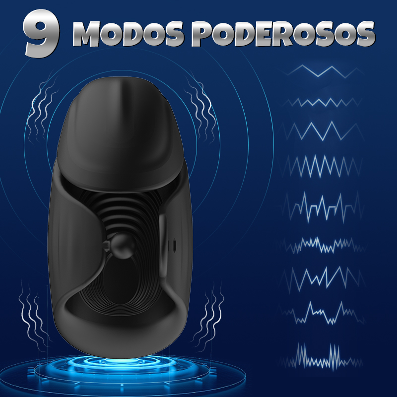 LIKETHAT Vibrador Masculino 3 em 1 com Anel Ajustável – 9 Modos