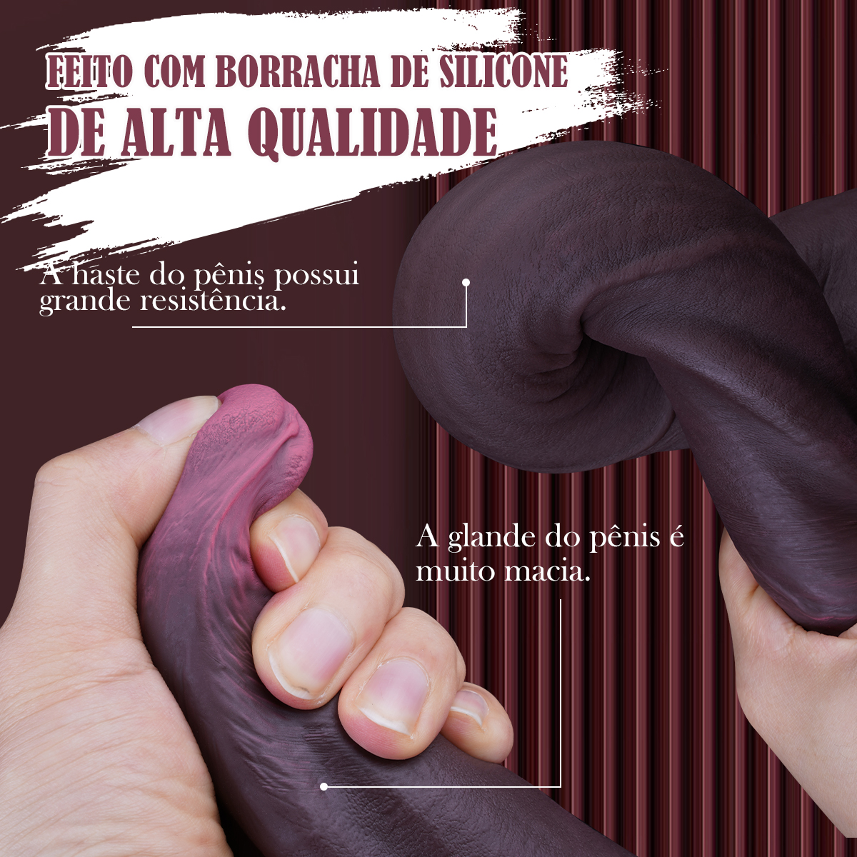 LIKETHAT Pênis Realista Extra Longo 34,5 cm com Ventosa