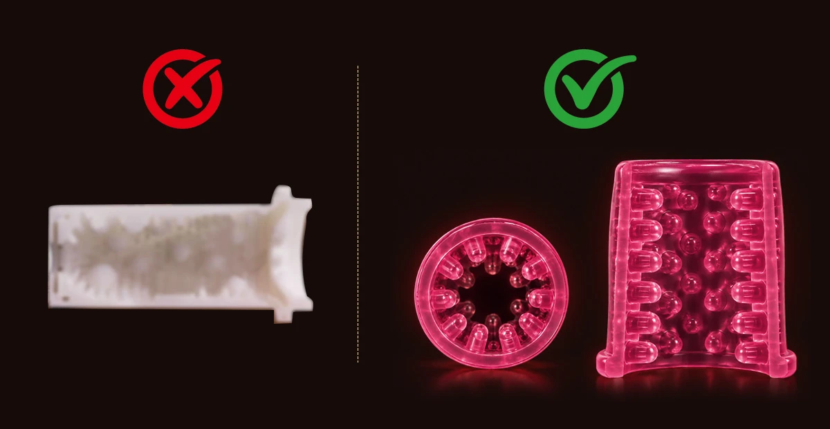 Comparação da textura interna 3D Likethat com núcleo simples