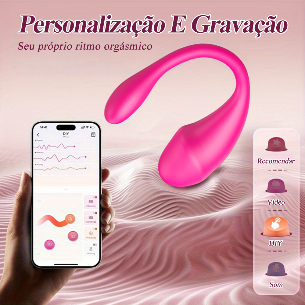 Vibrador feminino com personalização e gravação de padrões de vibração pelo app