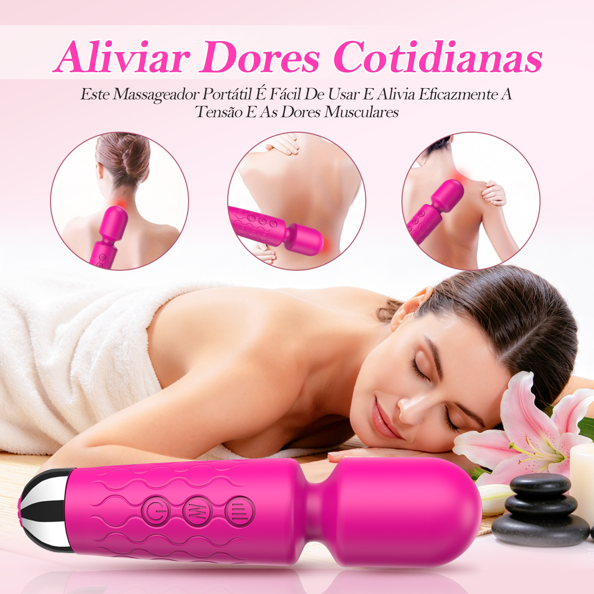 LIKETHAT Mini Massageador Vibratório Flexível 20 Modos