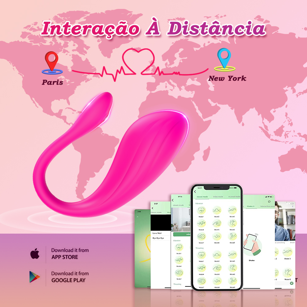 Vibrador para casal com controle por app para interação à distância