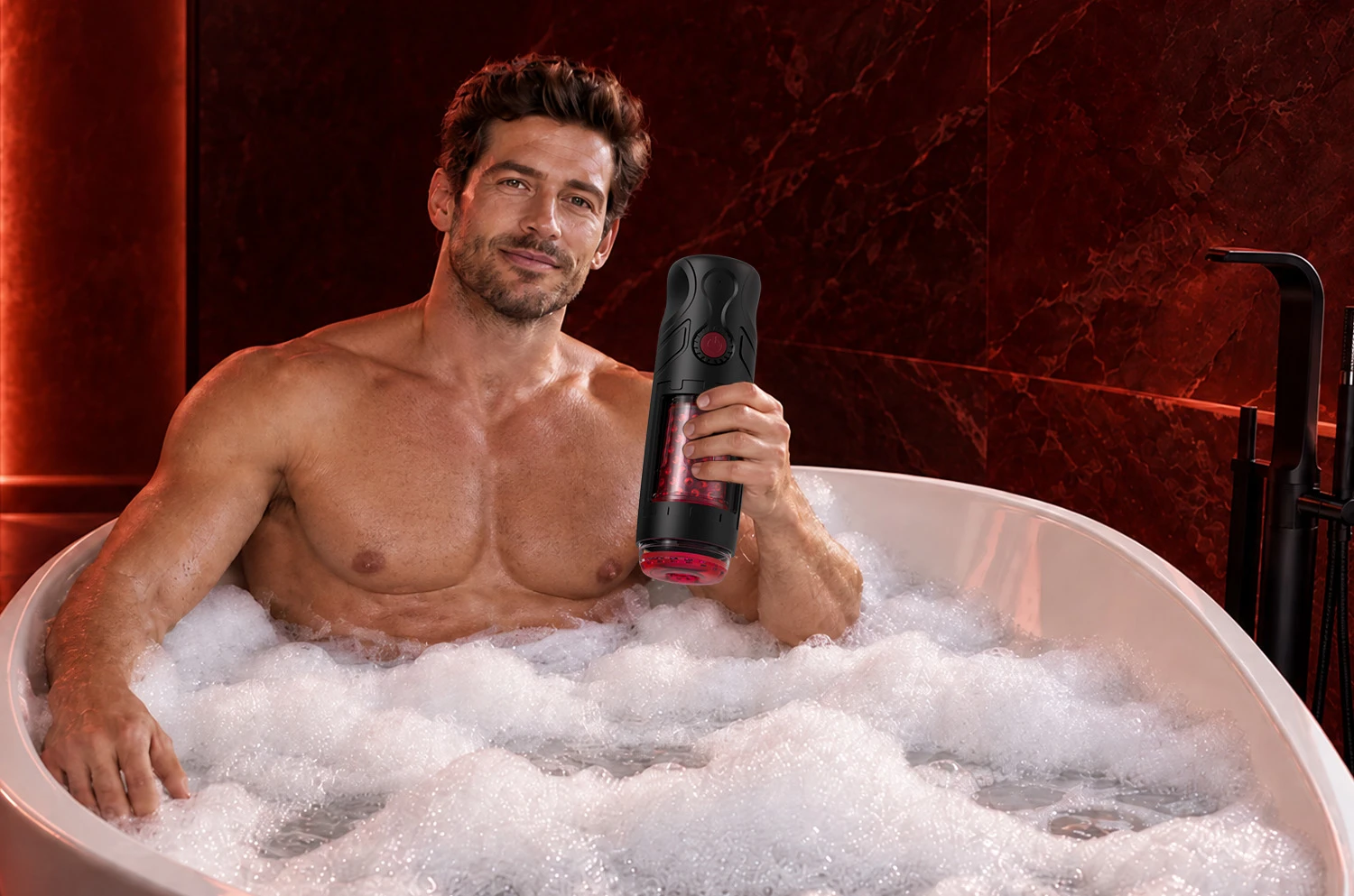 Masturbador masculino Likethat em ambiente de banho