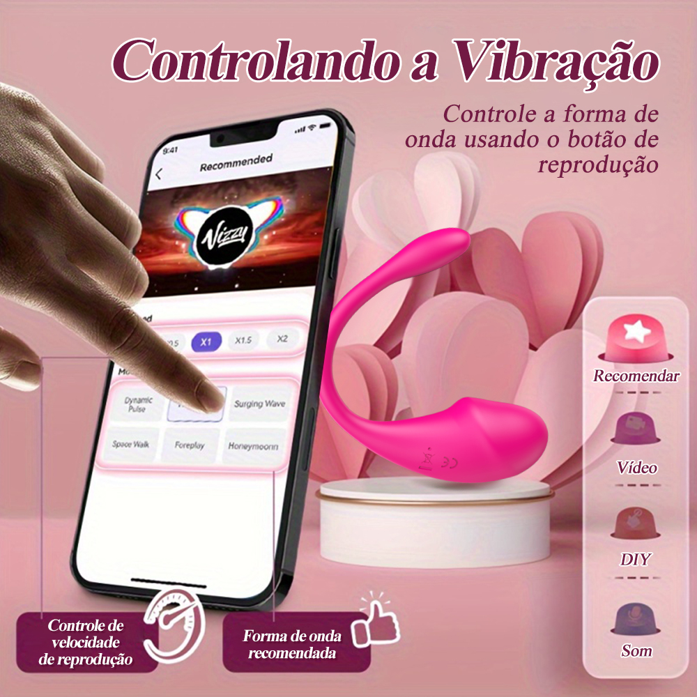 Vibrador feminino com aplicativo para controlar intensidade e modos de vibração