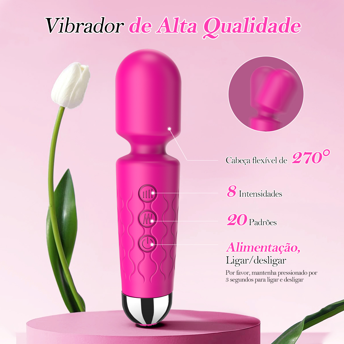 LIKETHAT Mini Massageador Vibratório Flexível 20 Modos