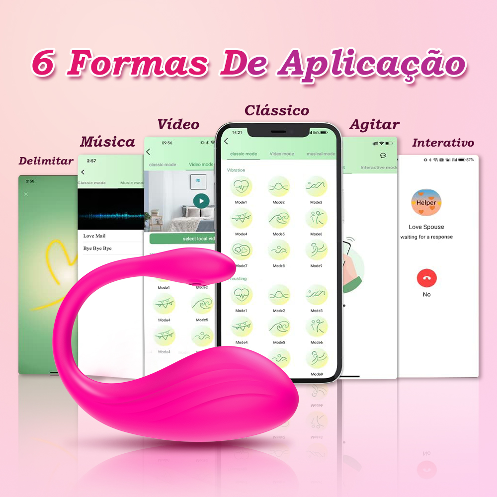 Vibrador para casal com 6 modos de controle pelo app, incluindo vídeo, música e interação