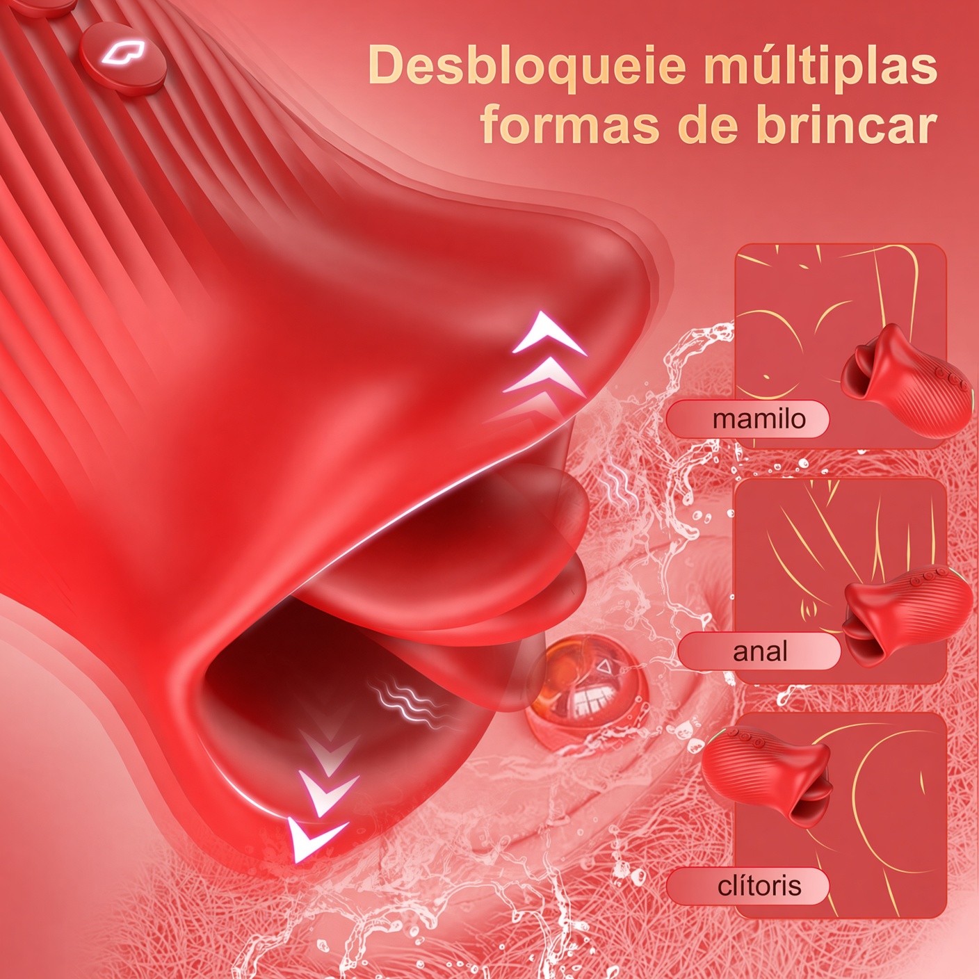 Vibrador 2 em 1 Beijo Francês - 8 Frequências de Língua + 10 Vibrações | Estimulador Oral Clitóris