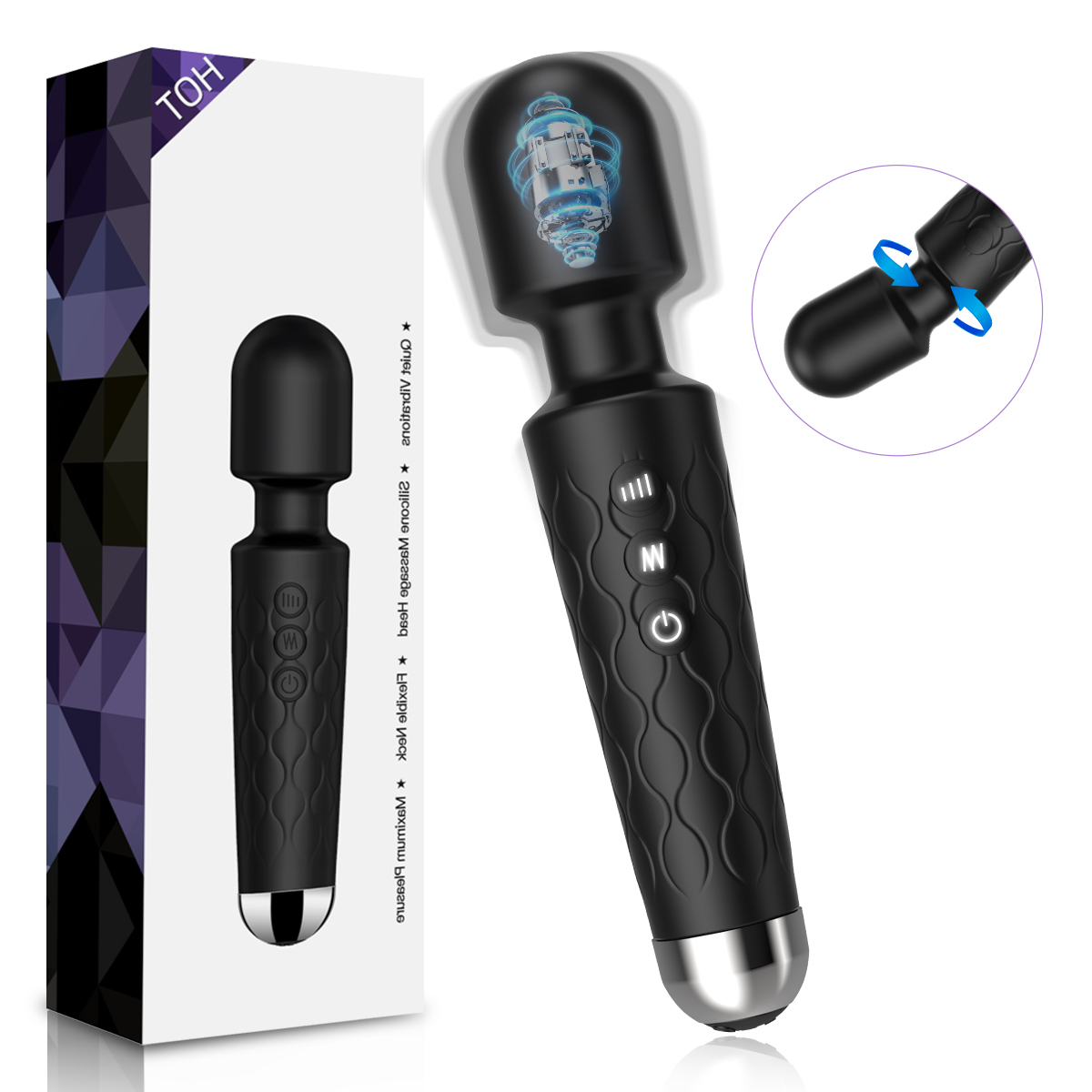 LIKETHAT Massageador Vibratório Flexível – 20 Modos e 8 Intensidades
