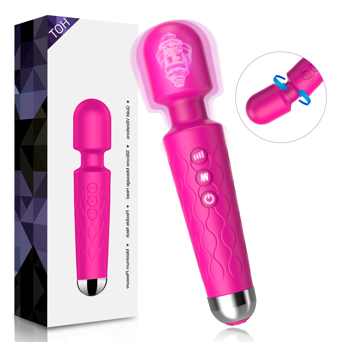 LIKETHAT Massageador Vibratório Flexível – 20 Modos e 8 Intensidades