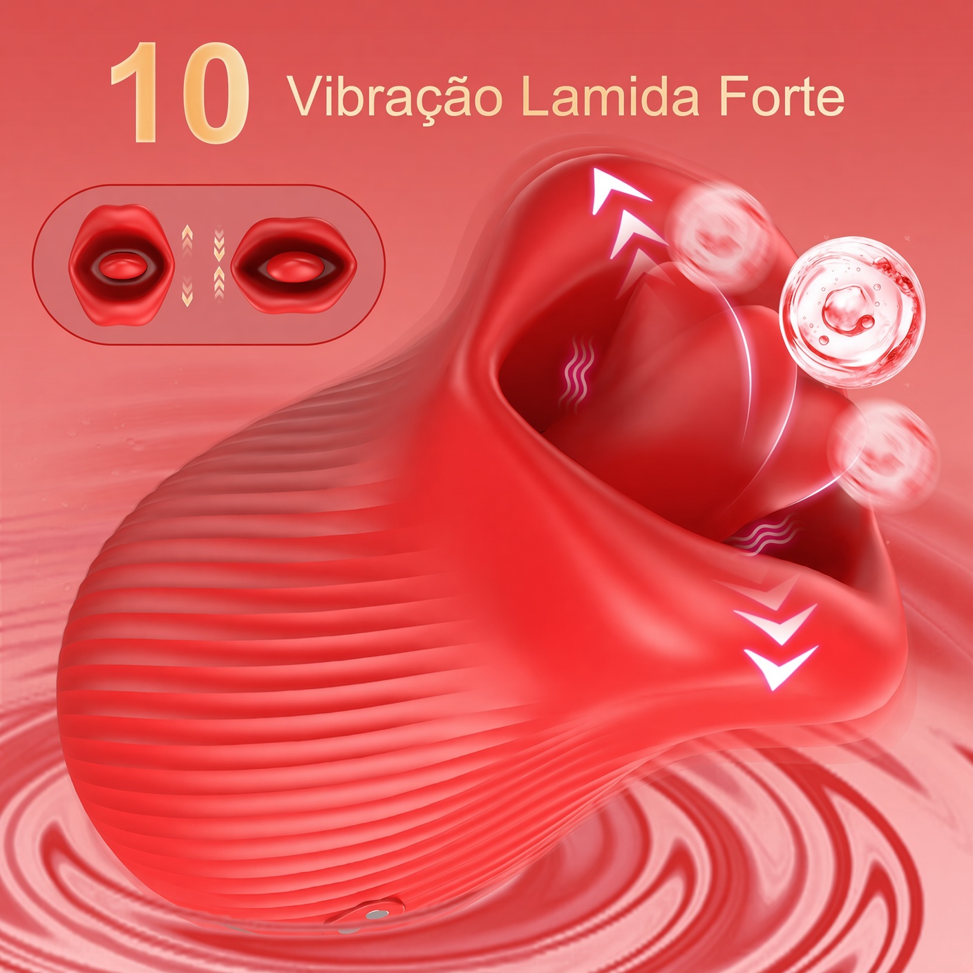 Vibrador 2 em 1 Beijo Francês - 8 Frequências de Língua + 10 Vibrações | Estimulador Oral Clitóris