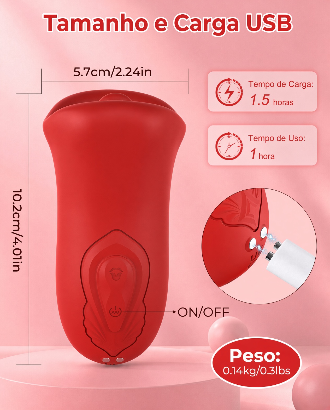 Vibrador Feminino Boca Grande 2 em 1 - 10 Lamber a Língua + 10 Vibrações Poderosas