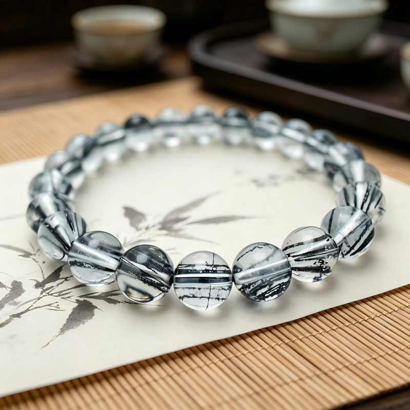8mm Black Rutilated Quartz Bracelet - Fortune & Protection L