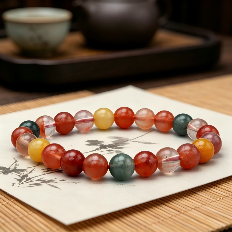8mm Fu Lu Shou Trendy Crystal Bracelet - Lucky Fortune Charm