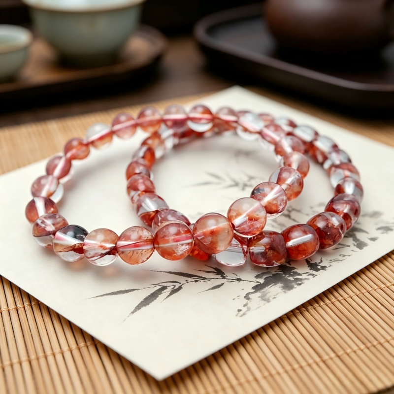 8mm Red Strawberry Crystal Bracelet - Lucky Charm Jewelry fo