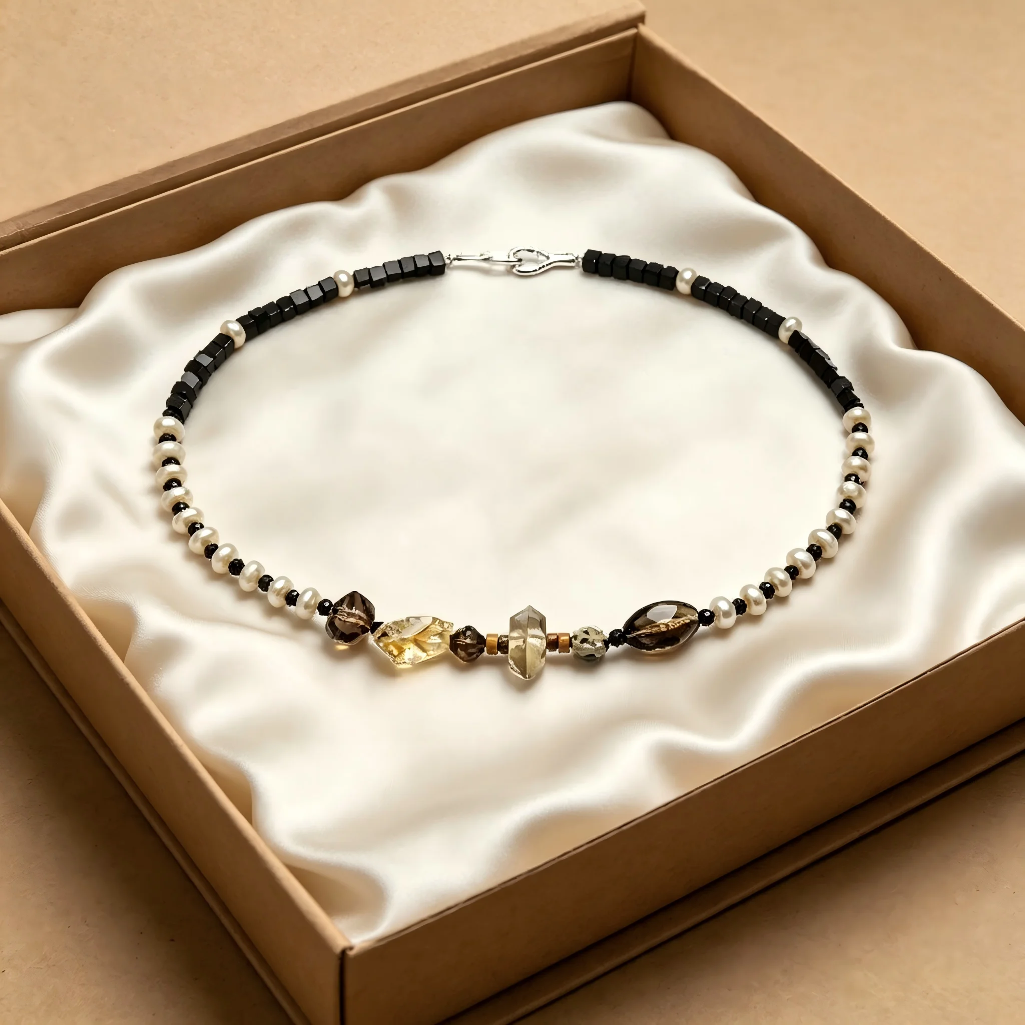 Handmade Natural Crystal Pearl Beaded Necklace