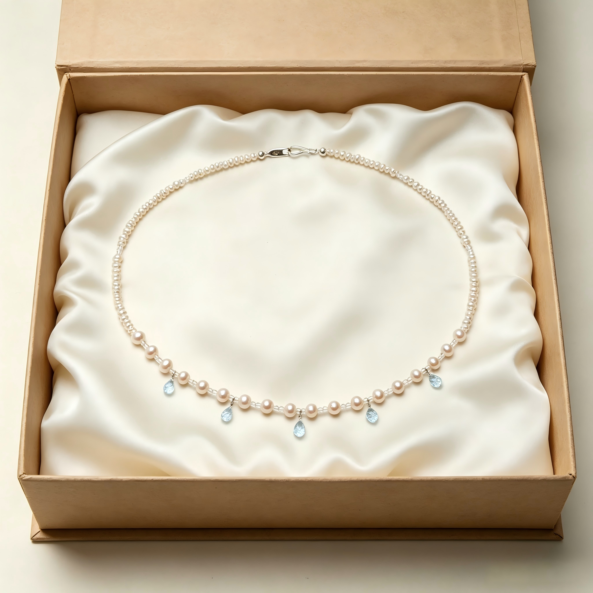 Freshwater Pearl Drop Aquamarine Dangle Beaded