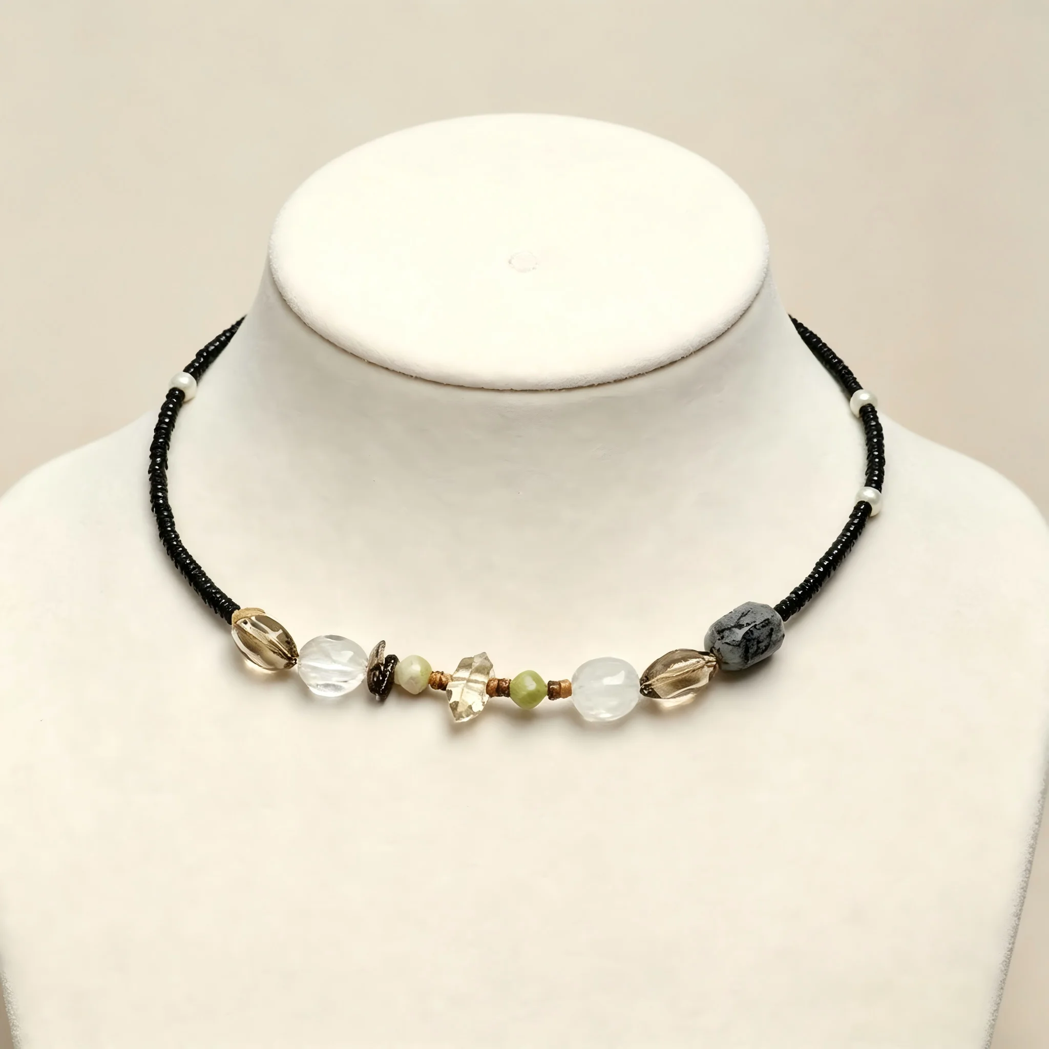 Natural Stone Beaded Necklace Mixed Crystal