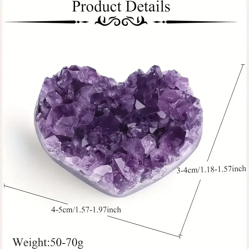 Amethyst Natural Crystal Quartz Heart Shape - Energy Healing Stone