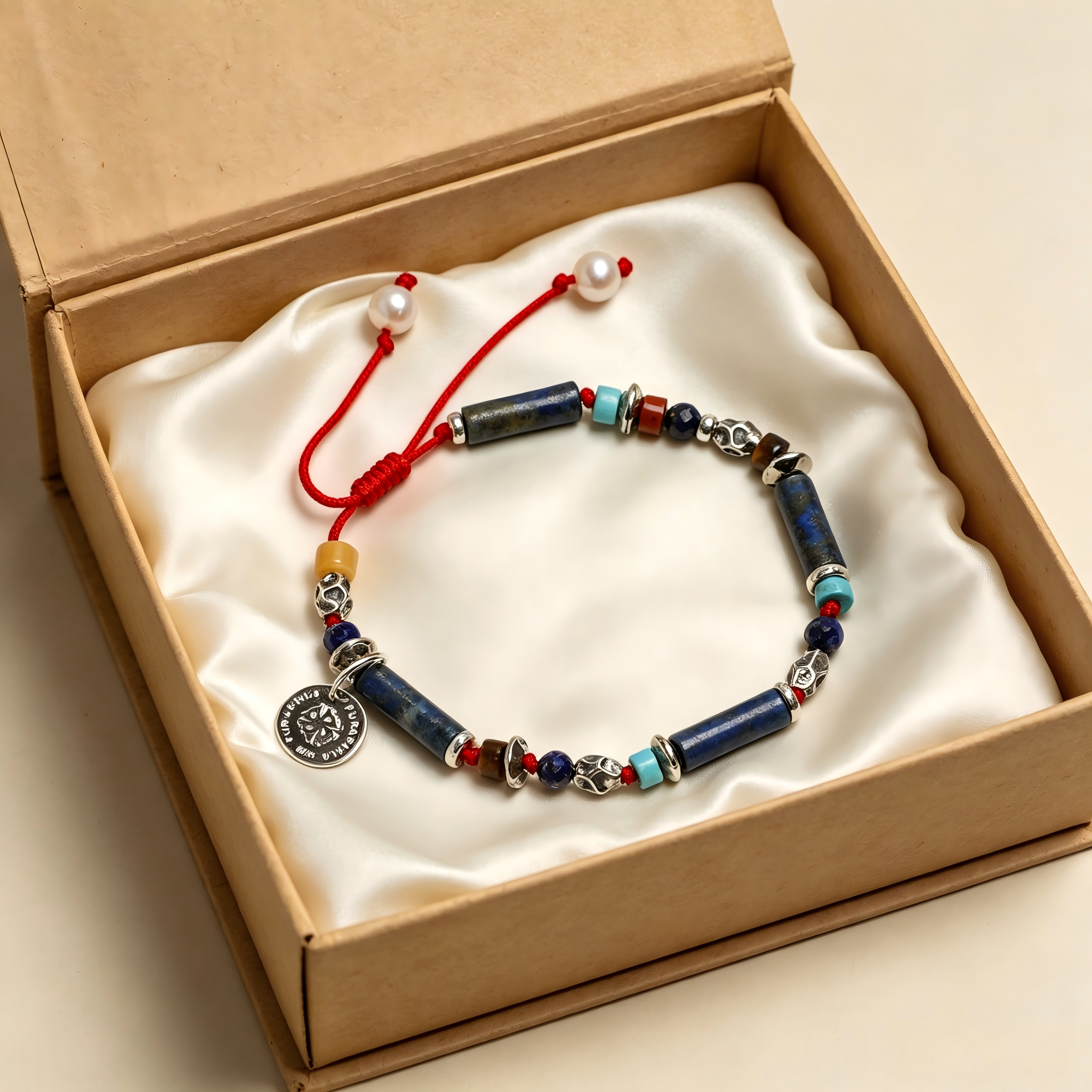 Vintage Sodalite Tube Bead Bracelet Mixed