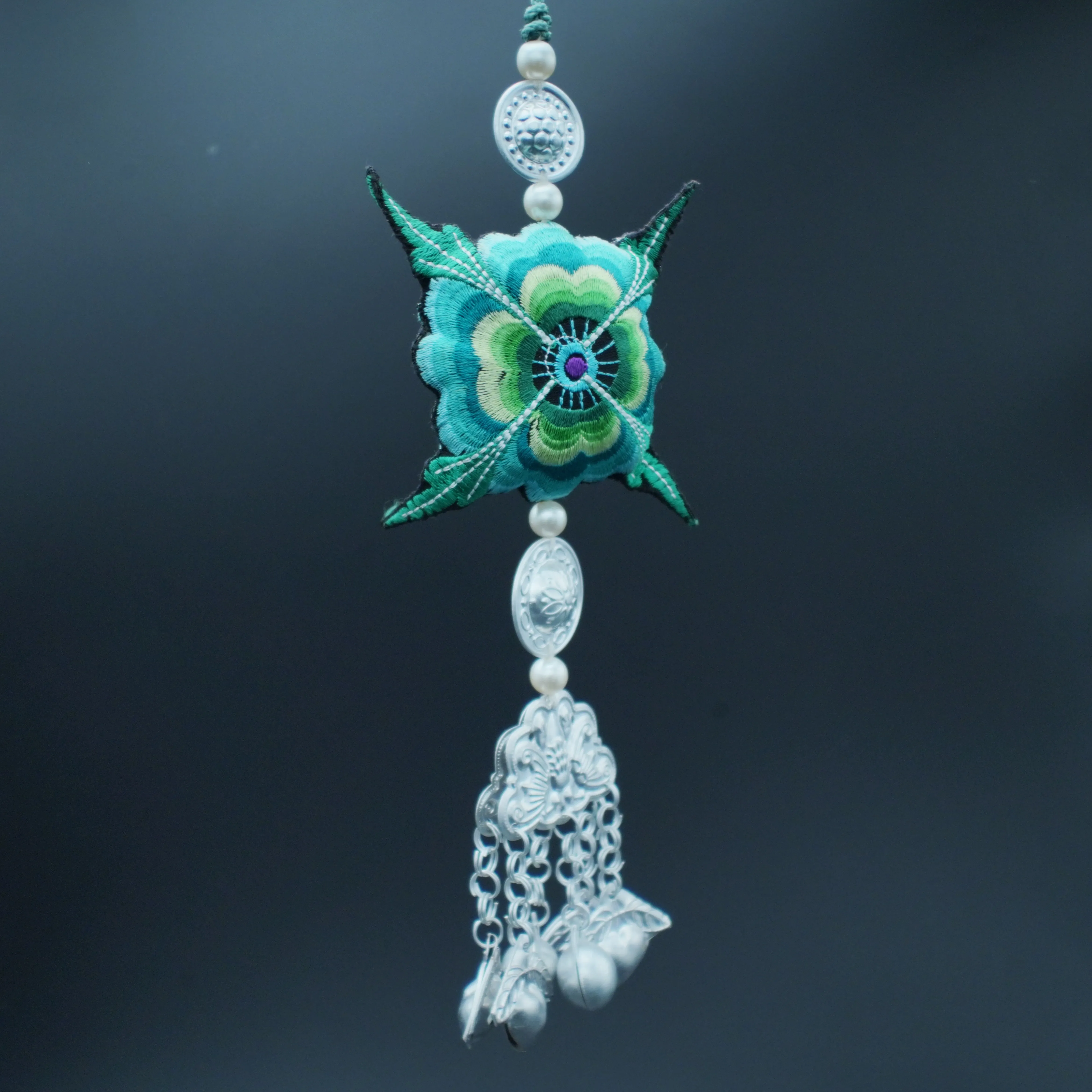 Handmade Miao Embroidery Wind Chime Ethnic Crystal Jewelry