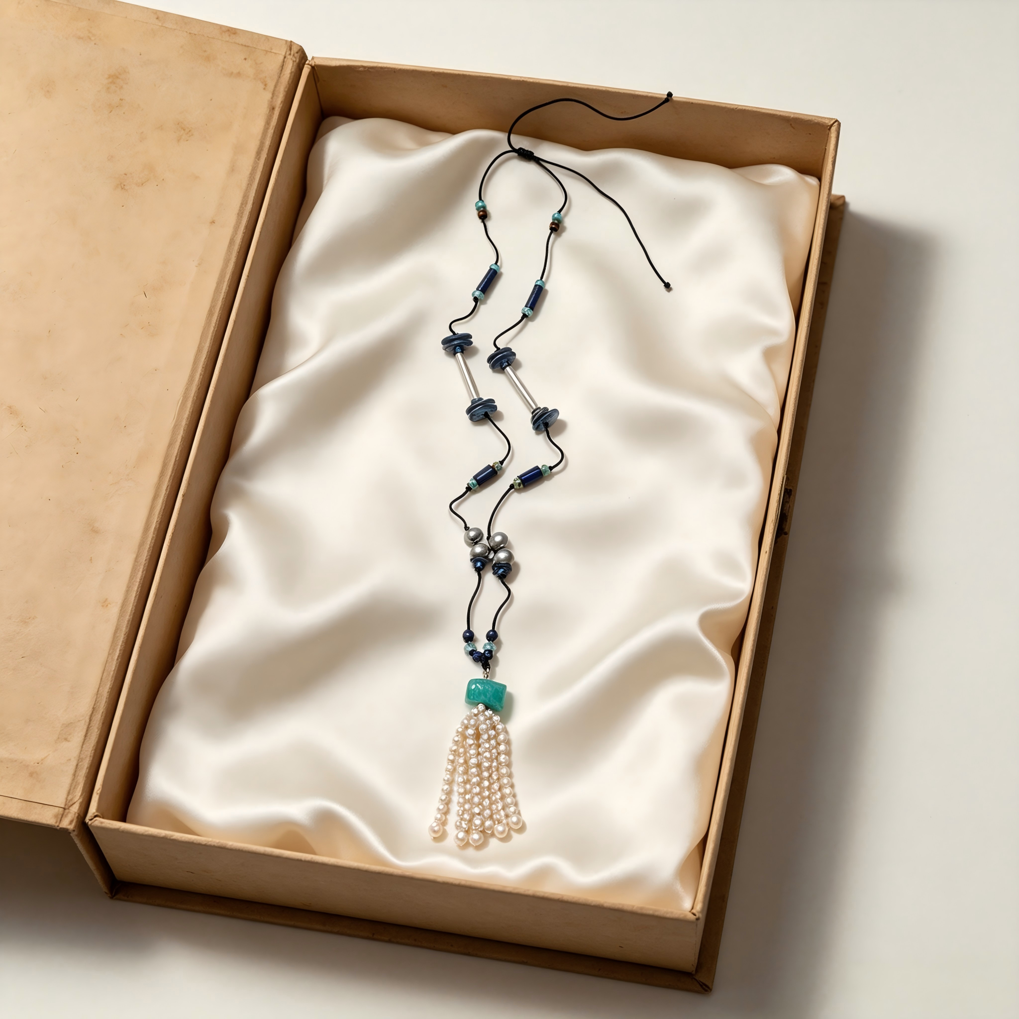 Pendant Pearl Tassel Black Cord Necklace