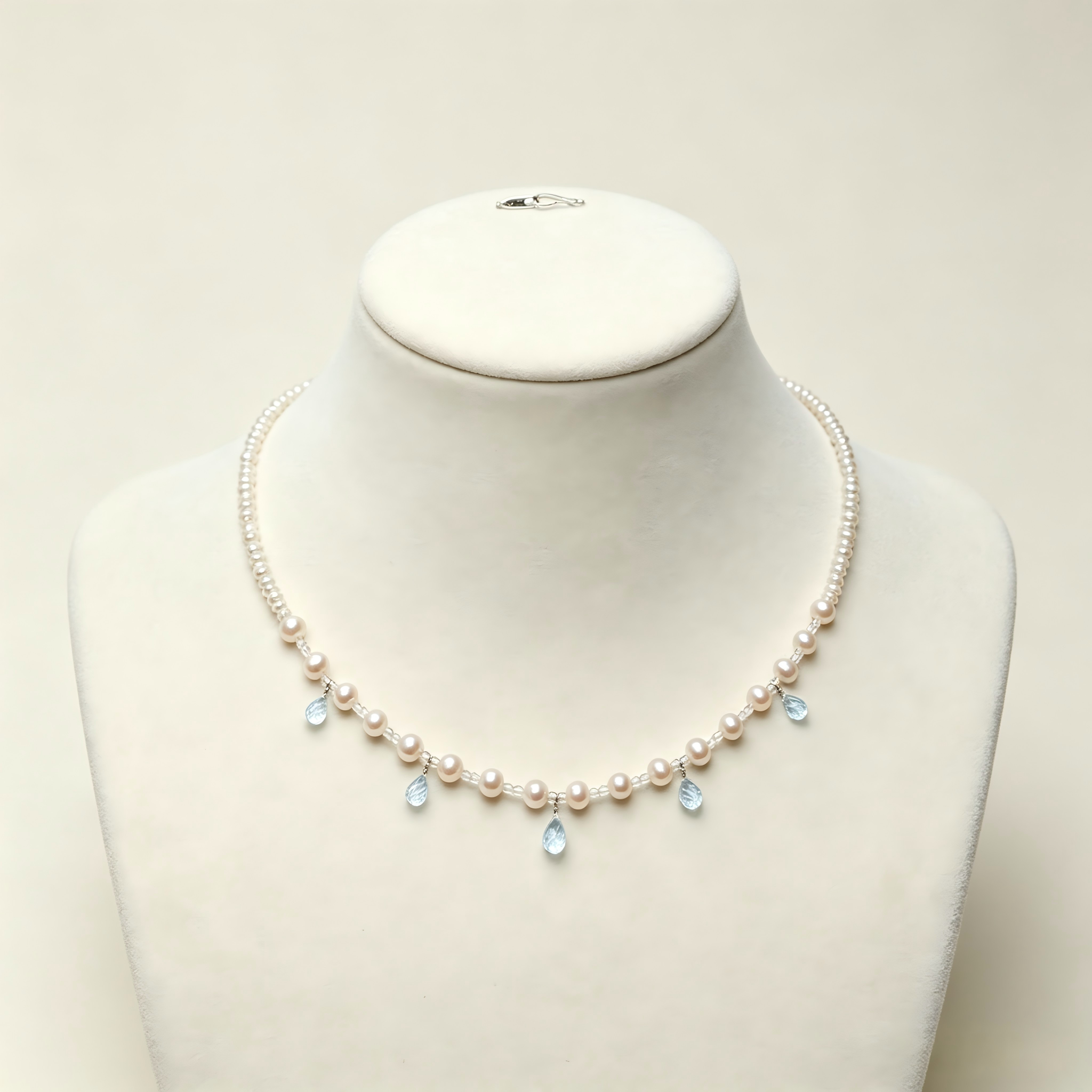 Freshwater Pearl Drop Aquamarine Dangle Beaded