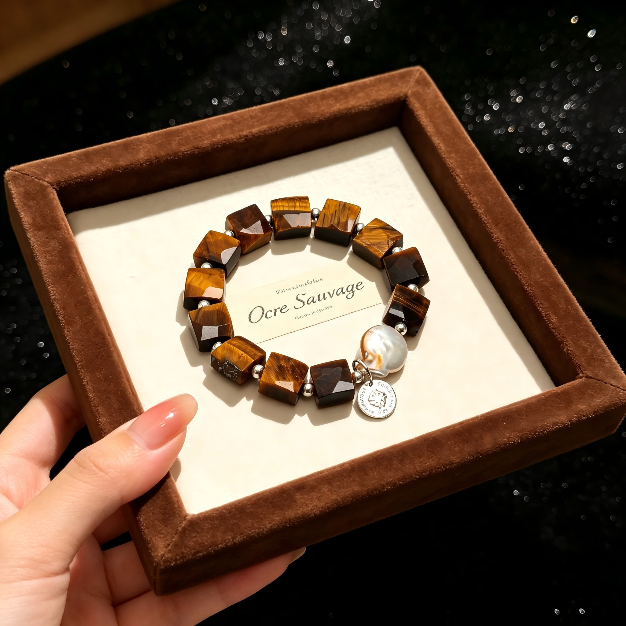 Vintage Healing Crystal Bracelet Faceted Square