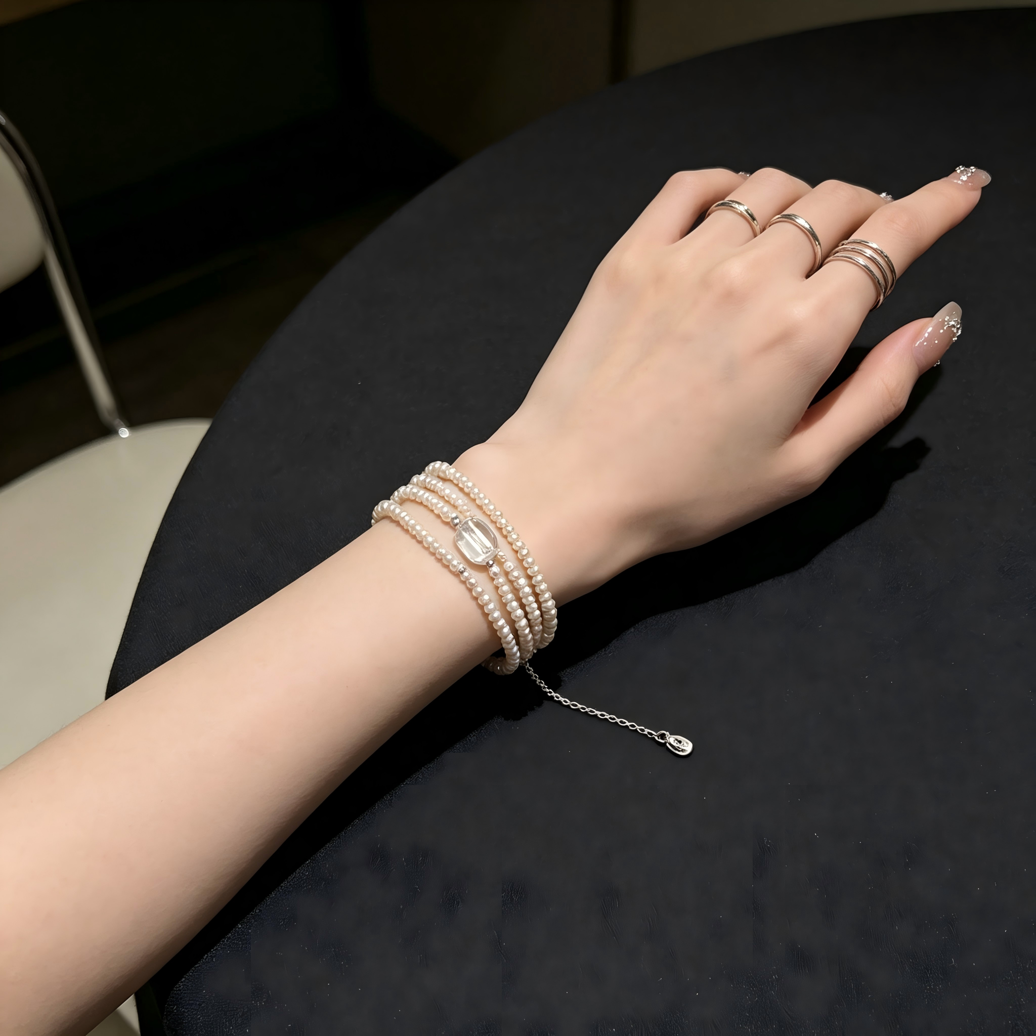 Hand Strung Multi Wrap Freshwater Pearl Crystal Jewelry