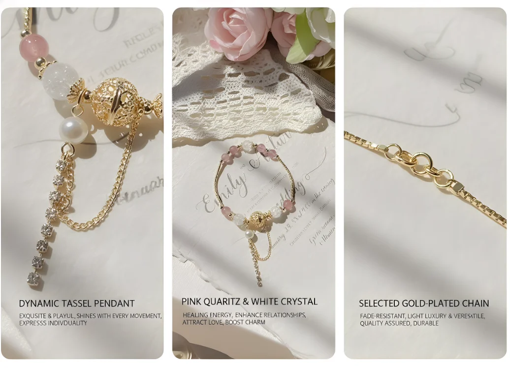 Hisera Trendy Gold Plated Natural Strawberry Crystal Jewelry
