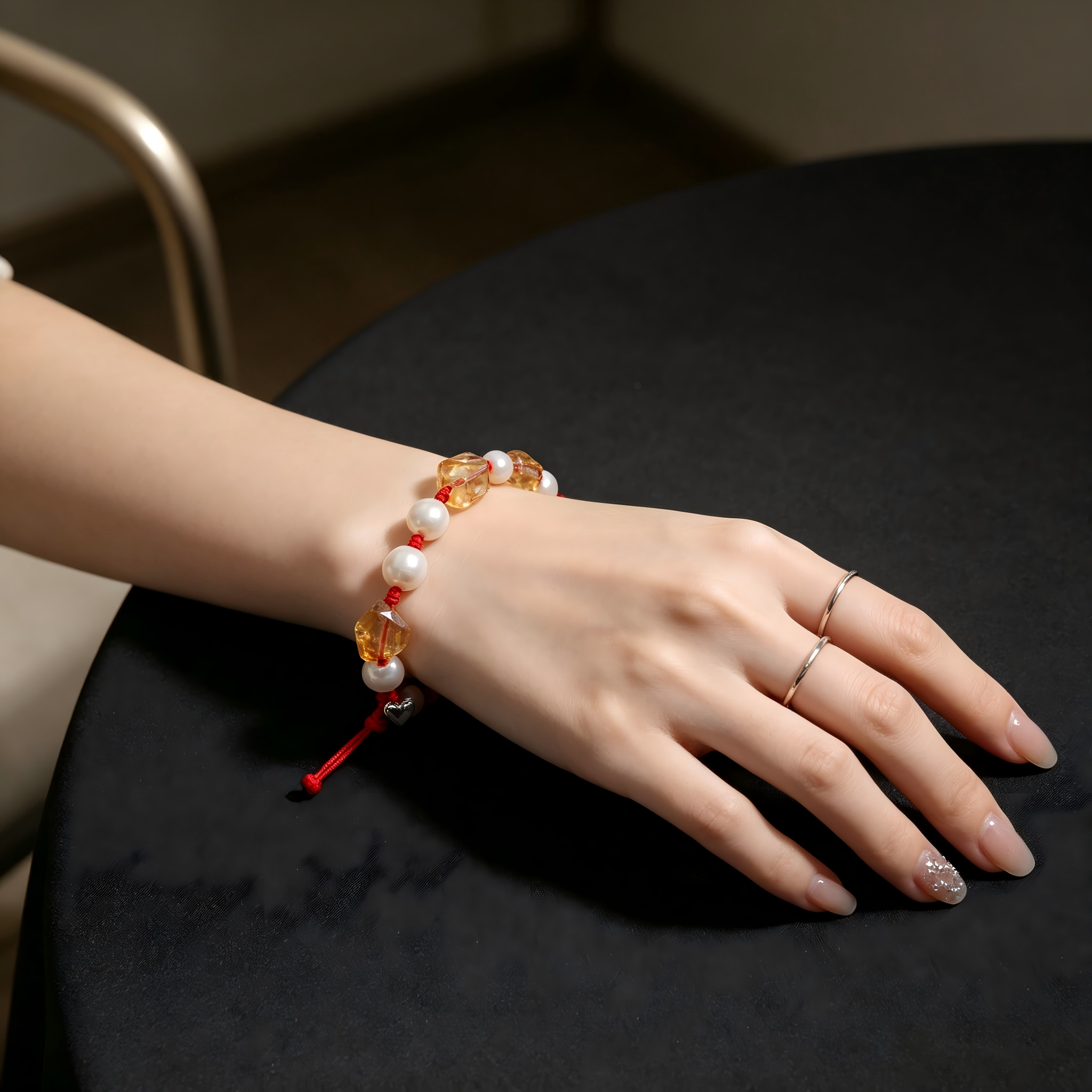 Red Braided Rope Bracelet Raw Irregular