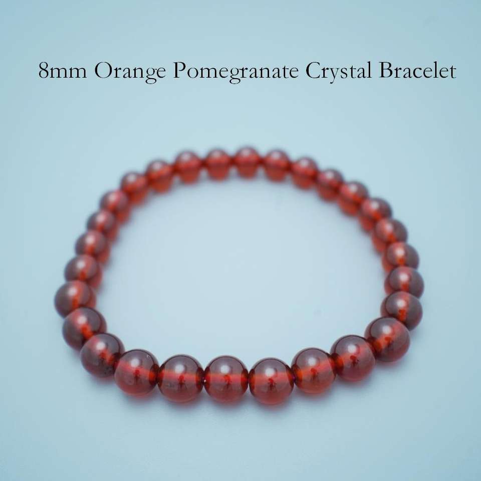 Natural Orange Pomegranate Crystal Bracelet 8mm - Healing En