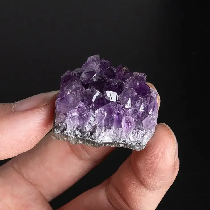 Natural Dark Purple Amethyst Geode Crystal Cluster - Shining Art Stone