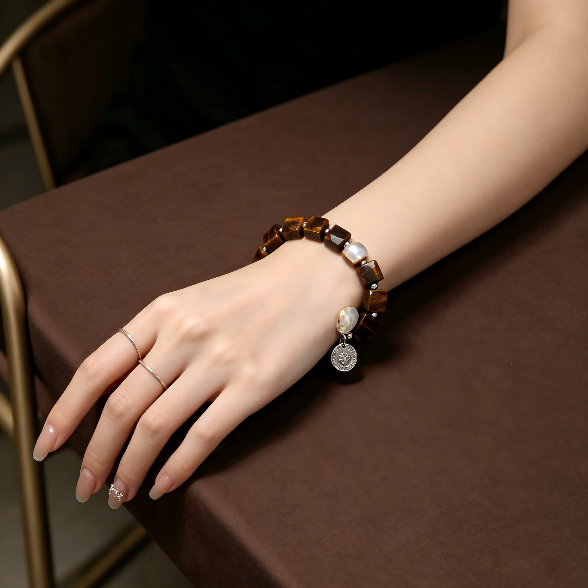 Vintage Healing Crystal Bracelet Faceted Square