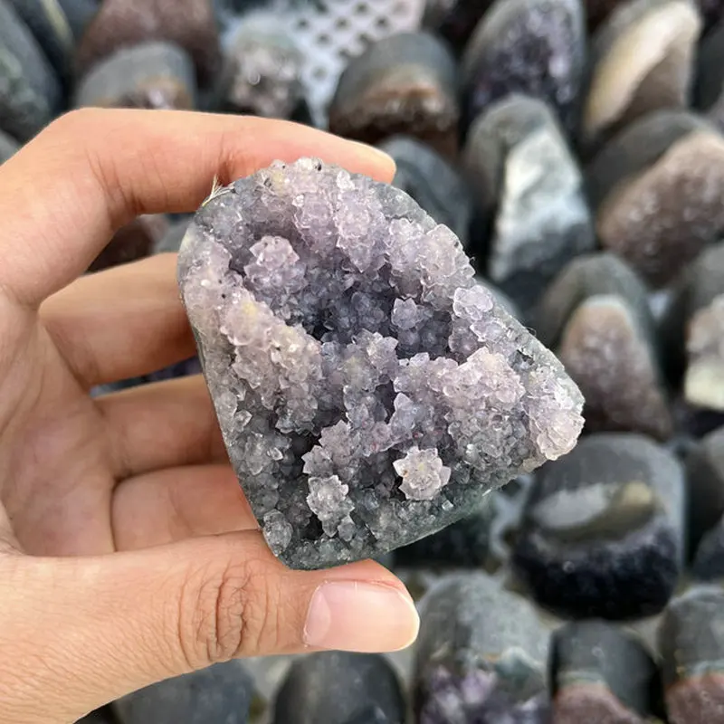 Small Colorful Amethyst Cluster Geode Paperweight - Desk Mineral Specimen