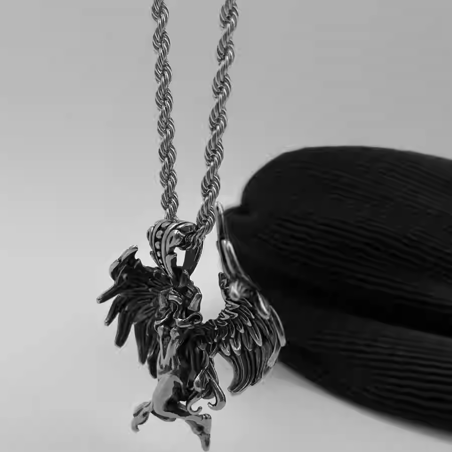 Hisera Retro Angel Wing Titanium Steel Crystal Jewelry