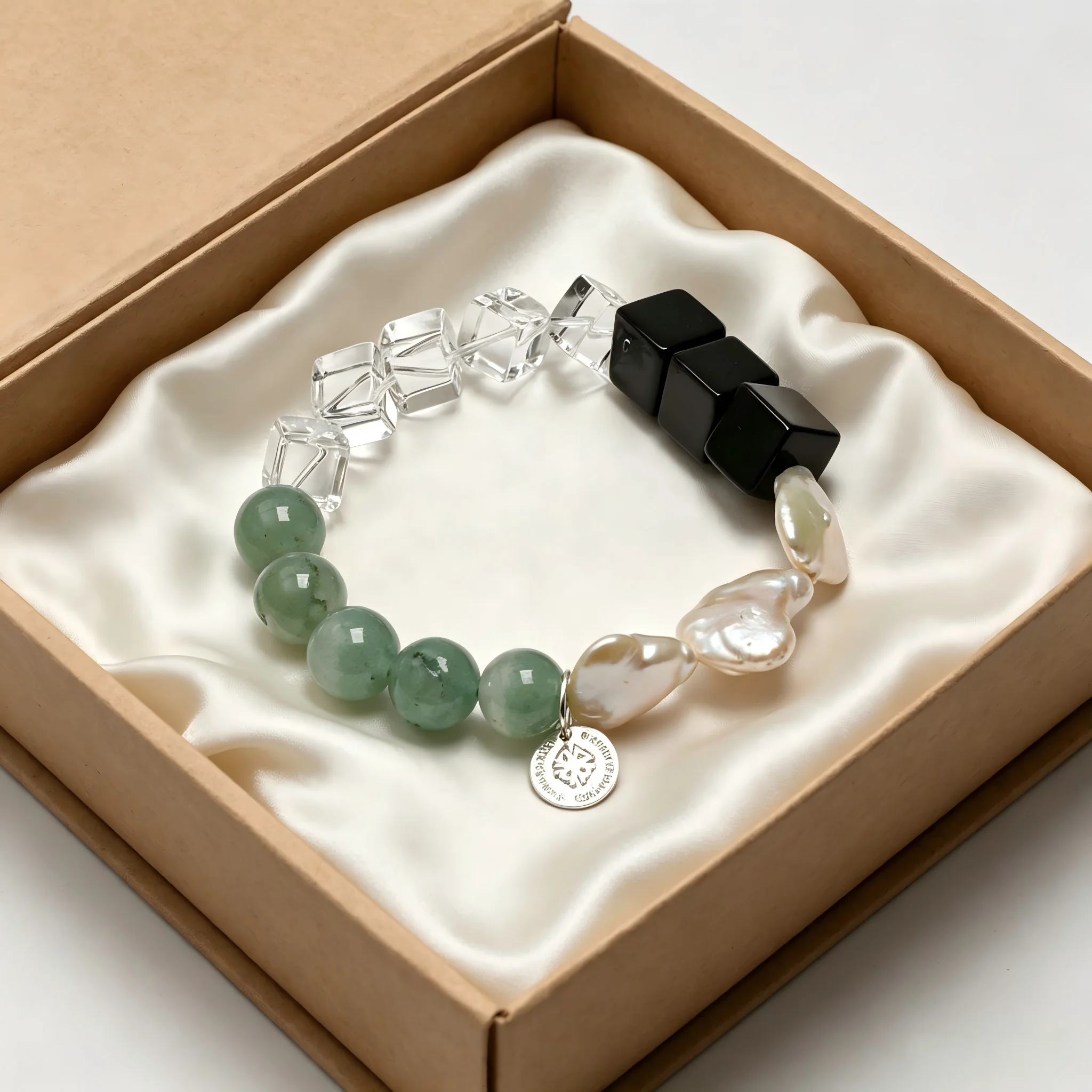 Minimalist Multi Stone Bracelet Round Green